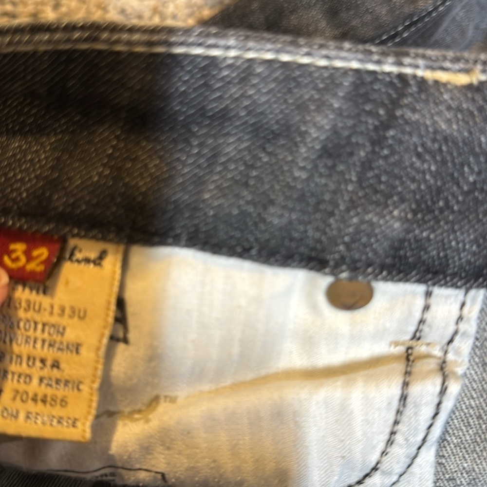 7 For All Mankind Black Bootcut A Pocket Y2K White Stitch Whiskered 32 - Picture 7 of 10